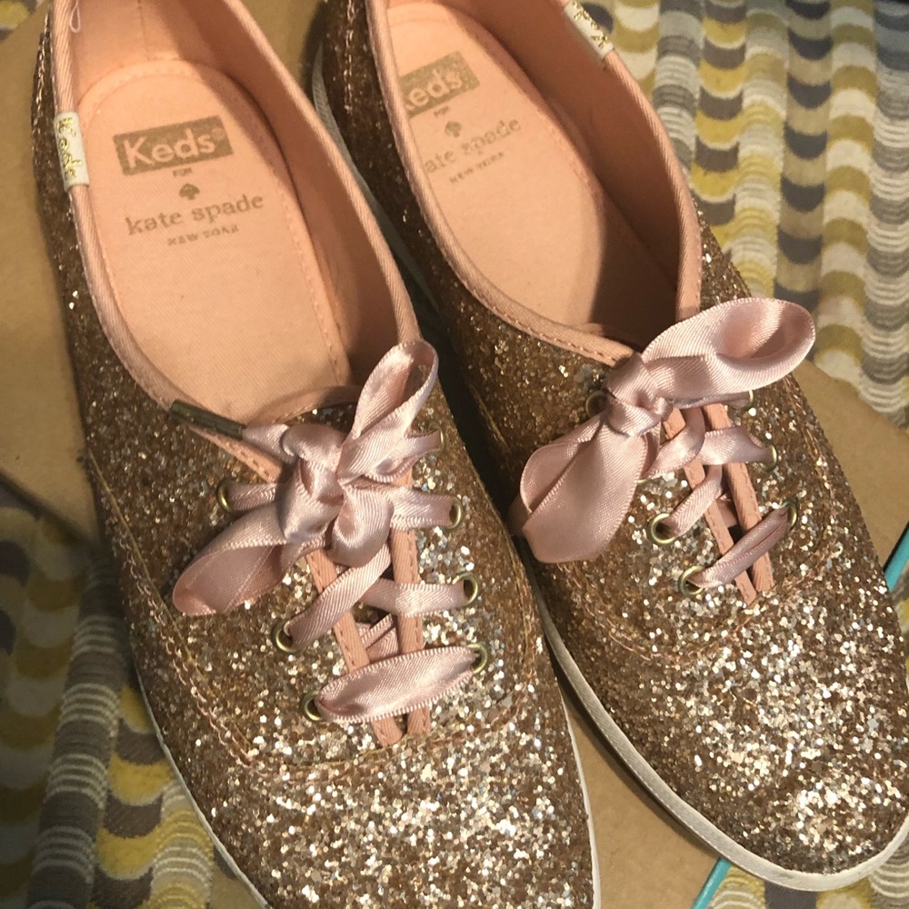 Kate Spade Rose Gold Lace Up Keds